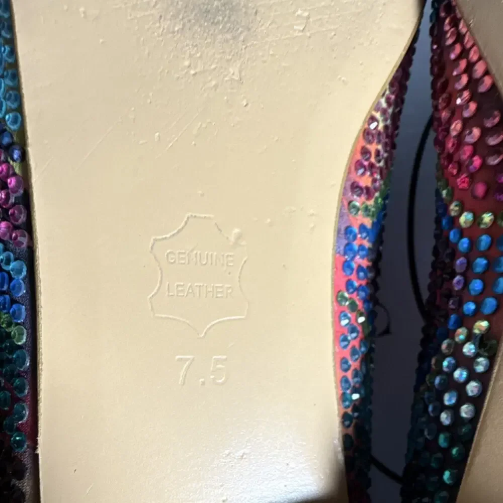 Steve Madden Multicolor Rhinestone Textile Slip On Flat Loafers Women's 7.5